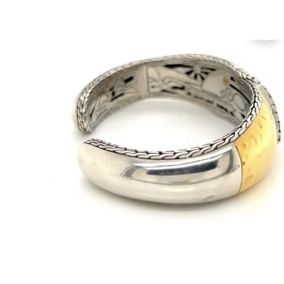 John Hardy Palu Kapal 22k Gold & Sterling Silver Hammered Cuff Bracelet Size M - Picture 2 of 8